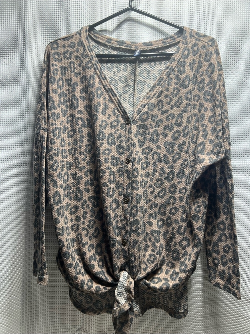 Leopard Print Tie-Front Button top Iwollence